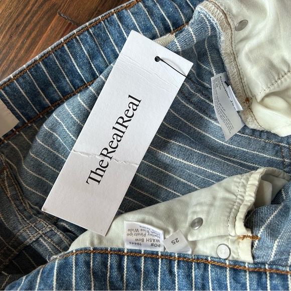 Reformation Blue Striped High Waisted Jeans - Picture 6 of 10